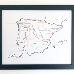 Camino Trail Map Prints - Framed