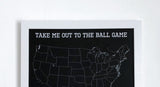 Baseball Fan Push Pin Map of MLB Ballparks