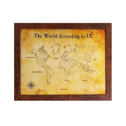The World According to Us Antique Look World Push Pin Map
