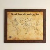 Not All Those Who Wander Are Lost Antique Look World Push Pin Map