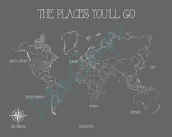 For RAYSA: Bespoke Whimsical Style World Push Pin Travel Map