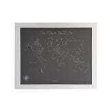 The Places You’ll Go Modern Style World Push Pin Map in white frame