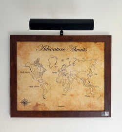 Adventure Awaits Quote Antique Look World Push Pin Map