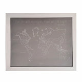 Live life with no excuses, travel with no regret World Push Pin Map in white frame
