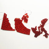 Canadian Provincial Acrylic Ornaments in Red Glitter