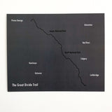 Great Divide Trail Map Postcard Prints