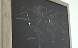 ‘In Life It’s Not Where You Go’ Modern Style World Push Pin Map in white frame