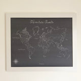 Adventure Awaits - Framed World Push Pin Map