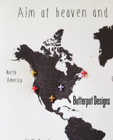 For Tanya: Bespoke Modern Style World Push Pin Travel Map